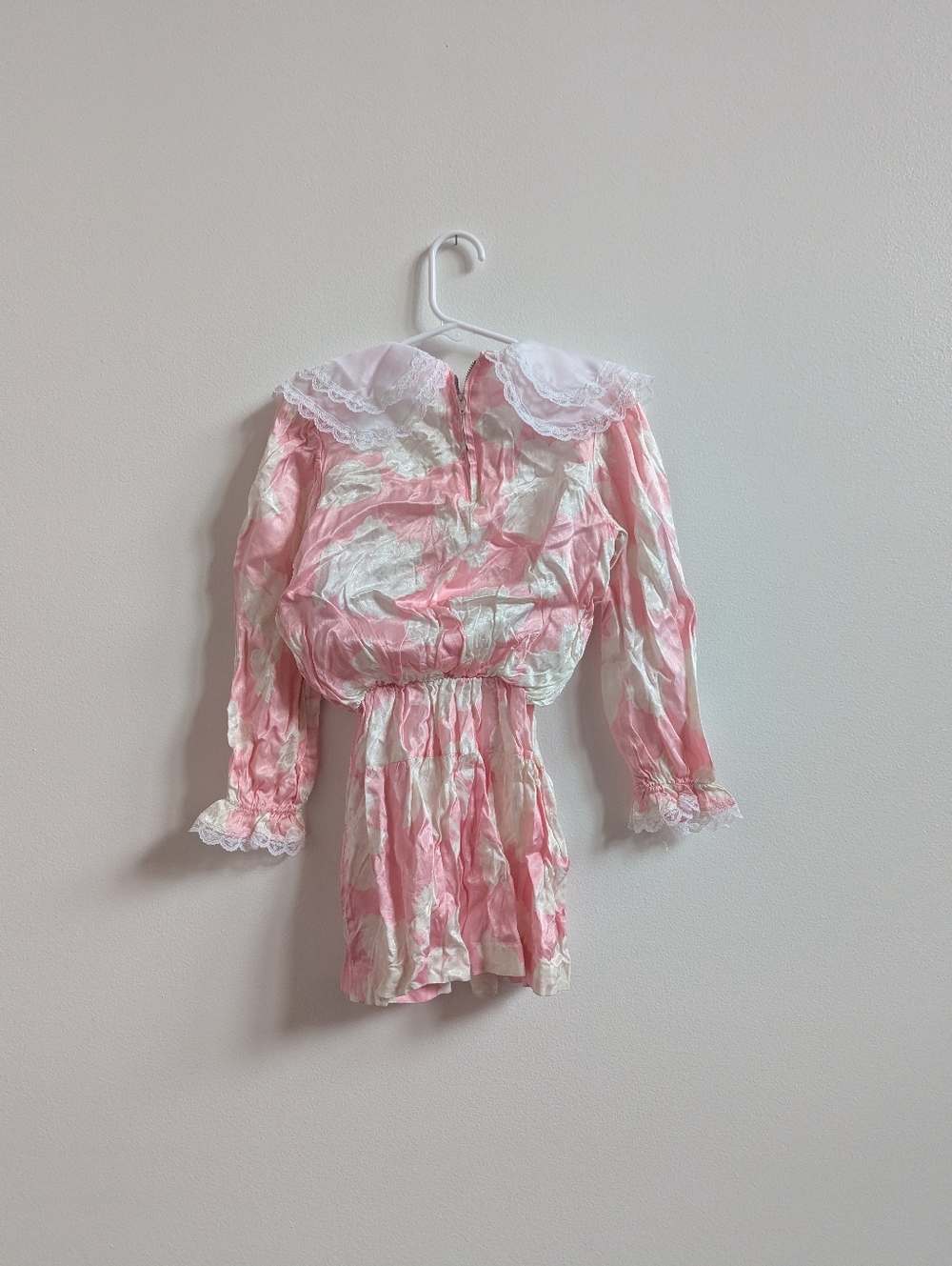 Vtg Sharlyn Dress 4T Girls Pink Shimmer Floral Drop Waist